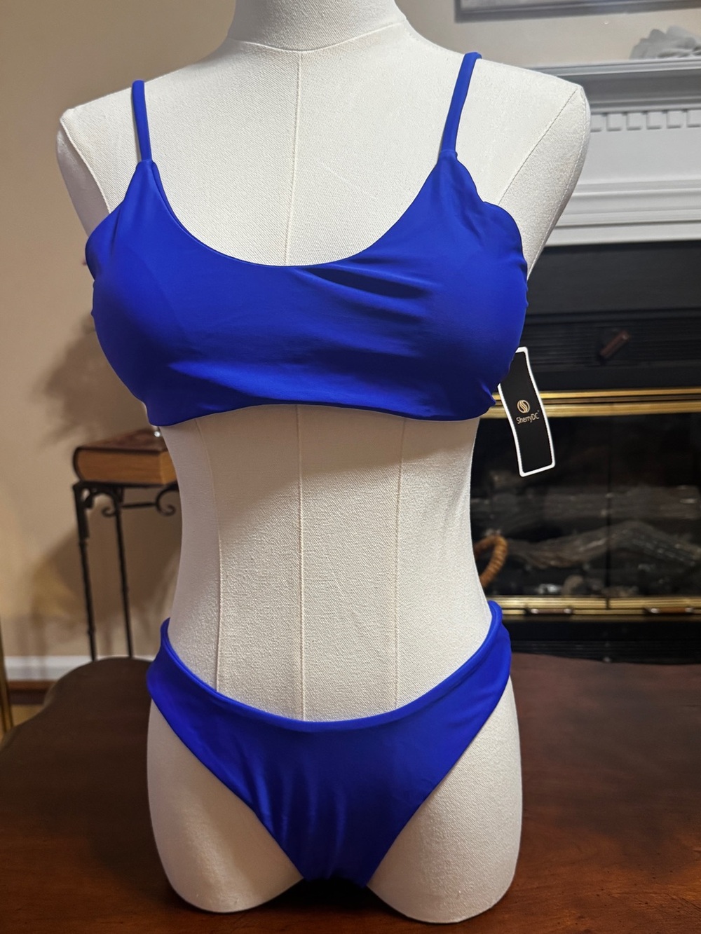 Royal Blue Women's Two-Piece Bikini Set with Scoop Top